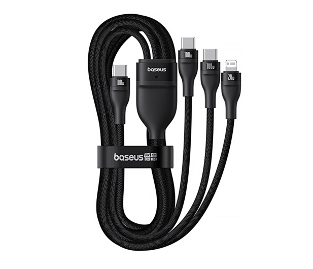 Baseus Kabel 3w1 Flash Series 3 100W USB-C - USB-C+USB-C+Lightning - 1502057 - zdjęcie 2